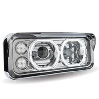 Trux Chrome Universal LED Projector Headlight Assembly w Aux. Halo Rings (Passenger Side)