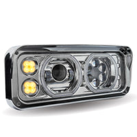 Trux Chrome Universal LED Projector Headlight Assembly w Aux. Halo Rings (Passenger Side)
