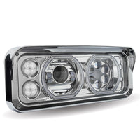 Trux Chrome Universal LED Projector Headlight Assembly w Aux. Halo Rings (Passenger Side)