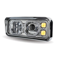 Chrome Universal LED Projector Headlight Assembly w/ Aux. Halo Rings & Housing Bucket