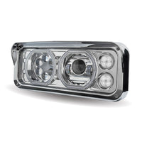 Chrome Universal LED Projector Headlight Assembly w/ Aux. Halo Rings & Housing Bucket