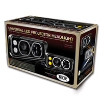 Universal LED Headlight Ass. w Aux. Halos & Housing - Passenger or Driver