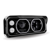 Universal LED Headlight Ass. w Aux. Halos & Housing - Passenger or Driver