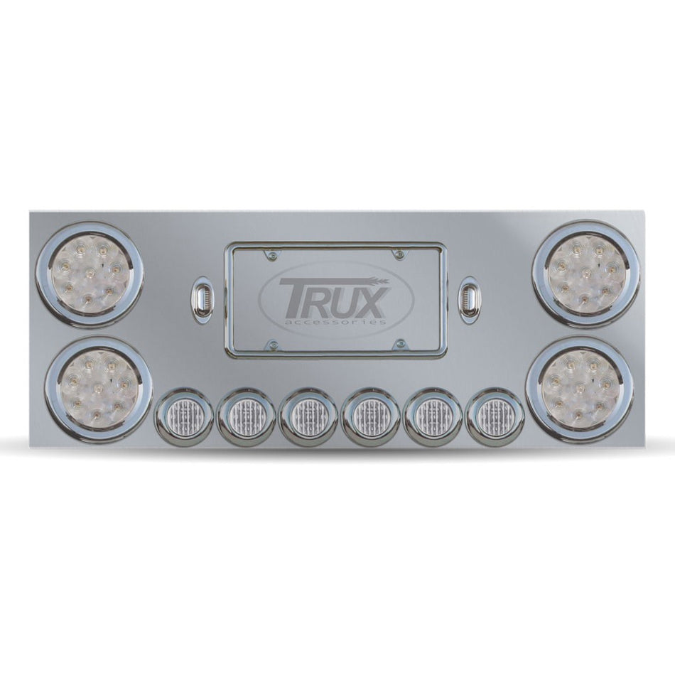 Trux Standard Rear Center Panel w 4" Holes / 2" Holes / 2 License LED Holes (Clear or Red Lens)