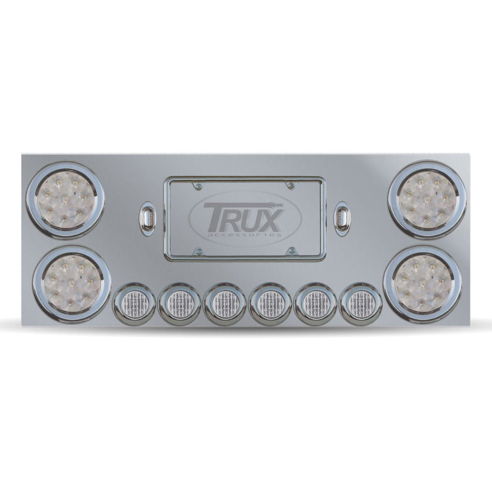 Trux Standard Rear Center Panel w 4" Holes / 2" Holes / 2 License LED Holes (Clear or Red Lens)