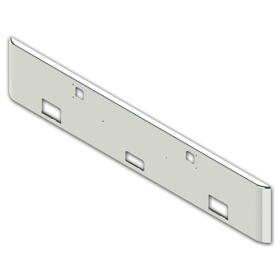 Kenworth W900L/W900B 18" Texas Square 7GA Steel Chrome Bumper w Bolt, Light, Step & Tow Holes