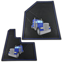 Peterbilt 379 2006+ Blue/Black Colored Rubber Floor Mats