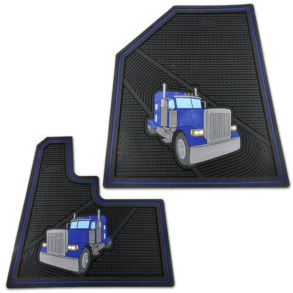 Peterbilt 379 2006+ Blue/Black Colored Rubber Floor Mats