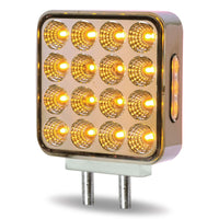 Trux Double Face Amber/Red Turn & Marker to Green or Blue Aux. Square LED Double Post Light - Clear Lens