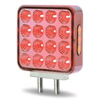 Trux Double Face Amber/Red Turn & Marker to Green or Blue Aux. Square LED Double Post Light - Clear Lens