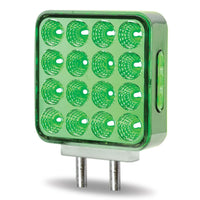 Trux Double Face Amber/Red Turn & Marker to Green or Blue Aux. Square LED Double Post Light - Clear Lens