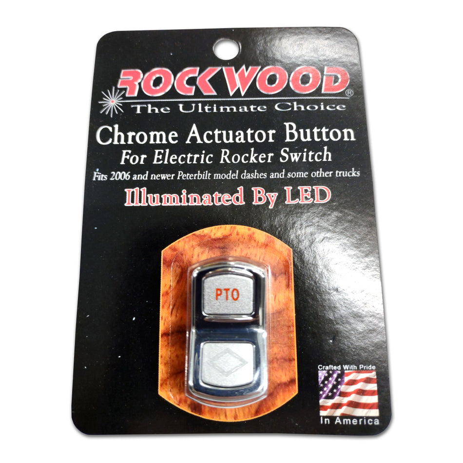 Rockwood 2006+ Peterbilt "P.T.O." Chrome Rocker Switch Cover