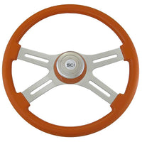 Steering Creations - 18" Classic Orange Rim w/ Chrome 4 Spoke w/ Slot & Bezel