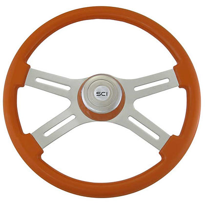 Steering Creations - 18" Classic Orange Rim w/ Chrome 4 Spoke w/ Slot & Bezel