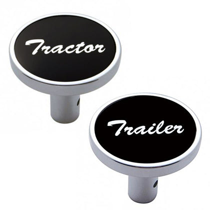 United Pacific "Trailer" or "Tractor" Long Air Valve Knob - Black Aluminum Sticker