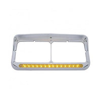 14 LED Rectangular Dual Headlight Bezel with Visor (various colors)