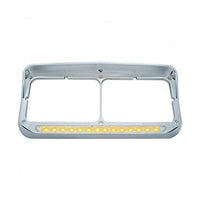14 LED Rectangular Dual Headlight Bezel with Visor (various colors)