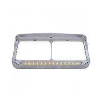 14 LED Rectangular Dual Headlight Bezel with Visor (various colors)