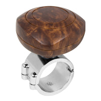 Grand General Steering Wheel Spinner (Triangle Shape, Glossy Brown Wood Plastic Knob)