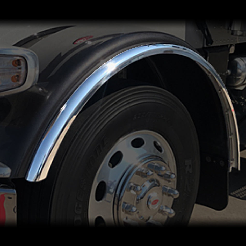 Real Wheels - 1" Stainless Steel Flange Fenderettes for Peterbilt 389