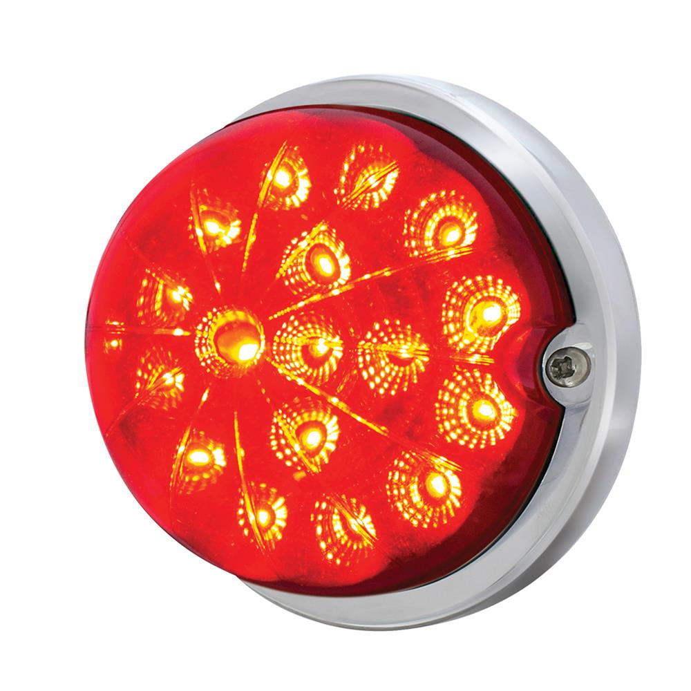 17 LED Dual Function Watermelon Clear Reflector Flush Mount Kit w Low Profile Bezel - Red LED/Red Lens