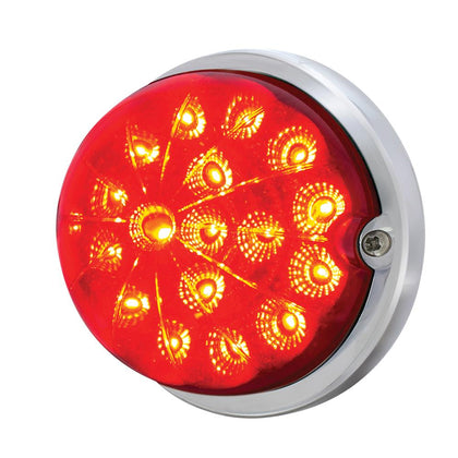 17 LED Dual Function Watermelon Clear Reflector Flush Mount Kit w Low Profile Bezel - Red LED/Red Lens