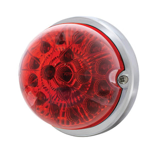17 LED Dual Function Watermelon Clear Reflector Flush Mount Kit w Low Profile Bezel - Red LED/Red Lens