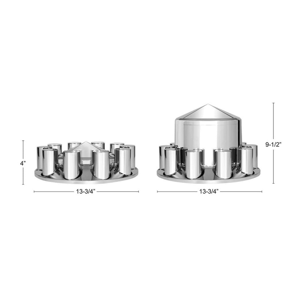Chrome Pointed Axle Cover Combo Kit With 33mm Thread-On Cylinder Nut Cover