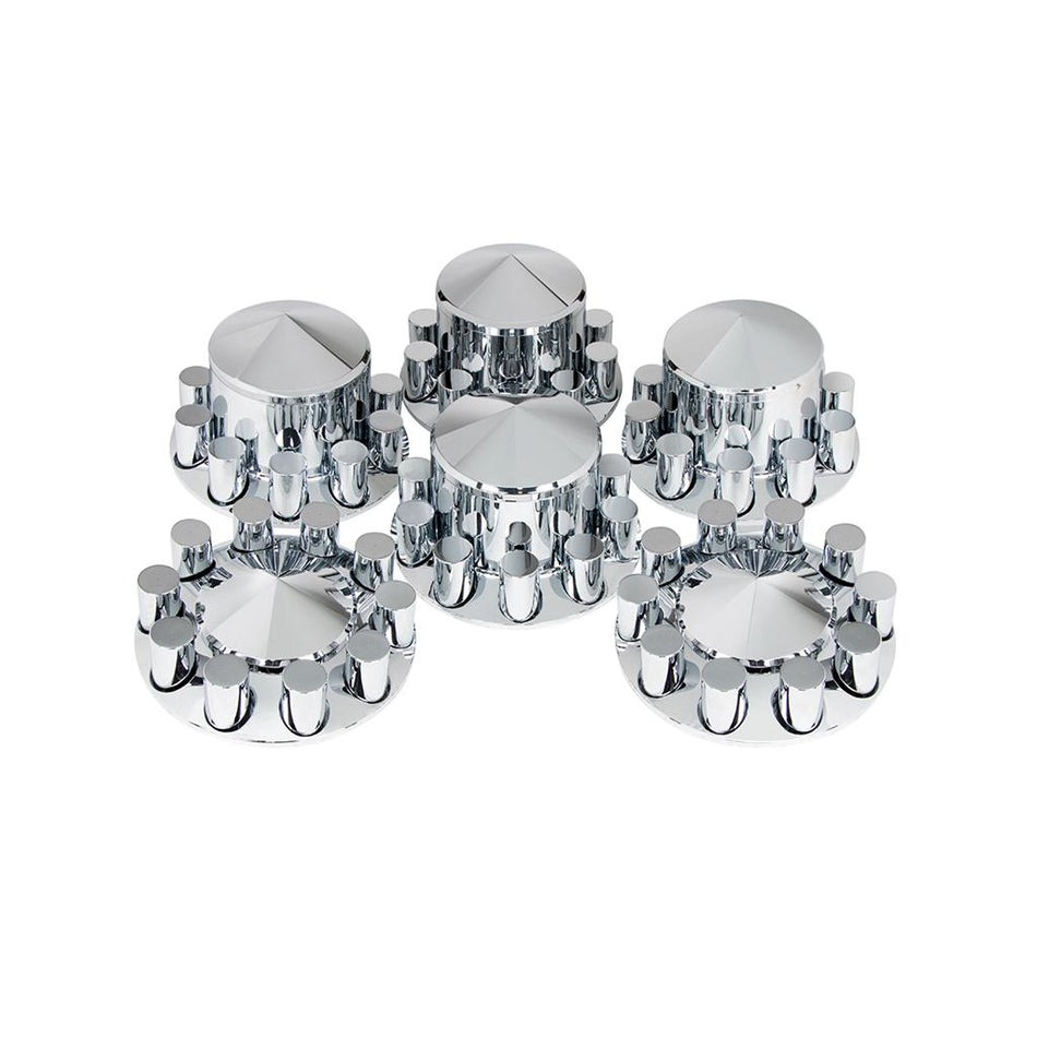 Chrome Pointed Axle Cover Combo Kit With 33mm Thread-On Cylinder Nut Cover