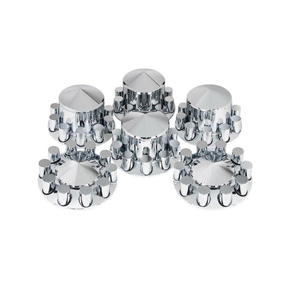 Chrome Pointed Axle Cover Combo Kit With 33mm Thread-On Cylinder Nut Cover
