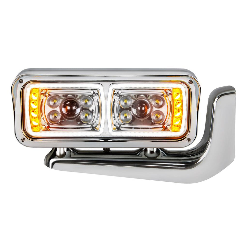 United Pacific 10 LED "Chrome" Headlight Assembly w Mount Arm - Passenger or Driver