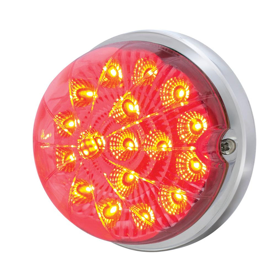 17 LED Dual Function Watermelon Light Flush Mount Kit w Bezel - Red LED/Clear Lens
