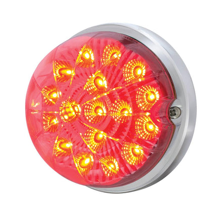 17 LED Dual Function Watermelon Flush Mount Kit w Bezel - Red LED/Clear Lens