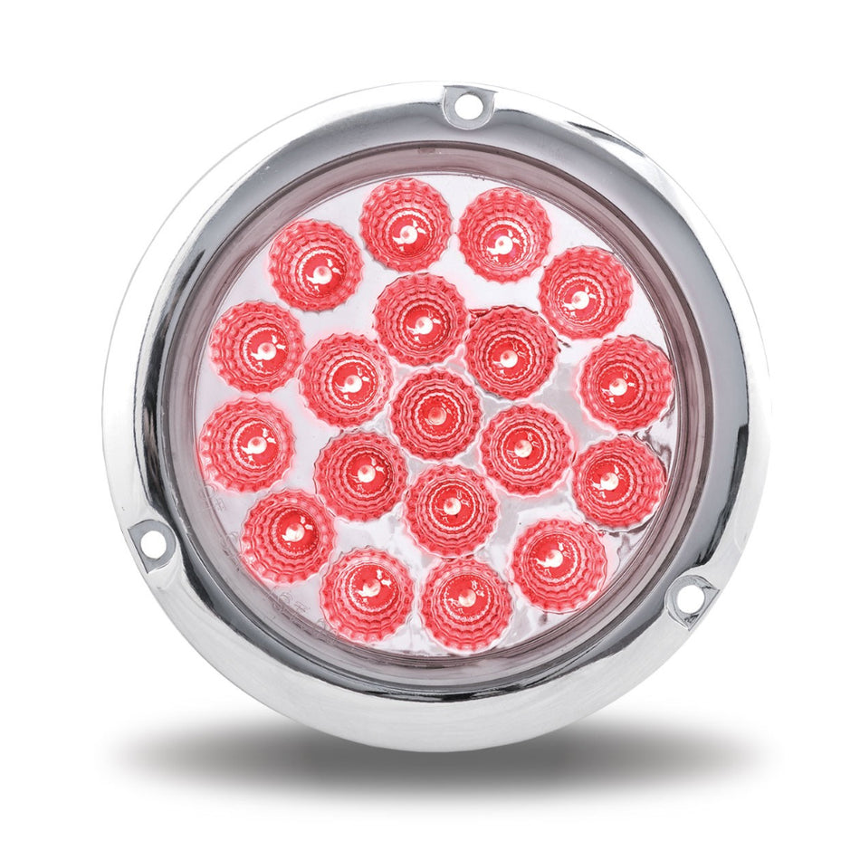 4" Red Stop, Turn & Tail to Blue Aux Round Flange Mount LED Light - 19 Diodes - Berube's Truck Accessories