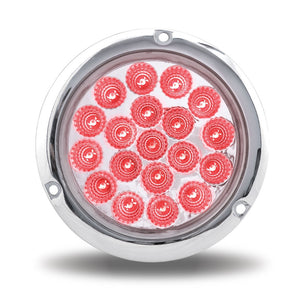 4" Red Stop, Turn & Tail to Blue Aux Round Flange Mount LED Light - 19 Diodes