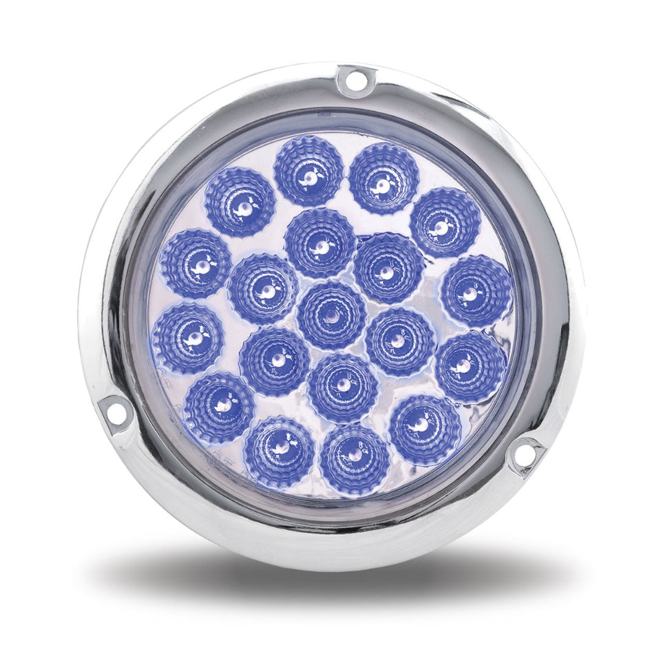 4" Red Stop, Turn & Tail to Blue Aux Round Flange Mount LED Light - 19 Diodes - Berube's Truck Accessories