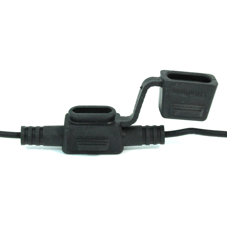 Waytek - Littelfuse 0FHM0003ZXJB MINI In-Line Fuse Holder, 4" leads, 16Ga. Black GXL Wire
