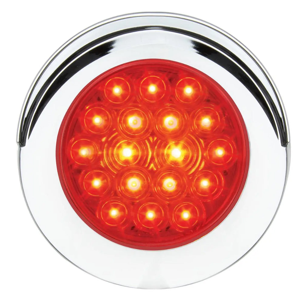 Grand General - 4" Fleet Flat Surface Mount LED Light w Chrome Twist & Lock Bezel (Red or Amber)