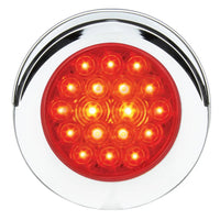 Grand General - 4" Fleet Flat Surface Mount LED Light w Chrome Twist & Lock Bezel (Red or Amber)
