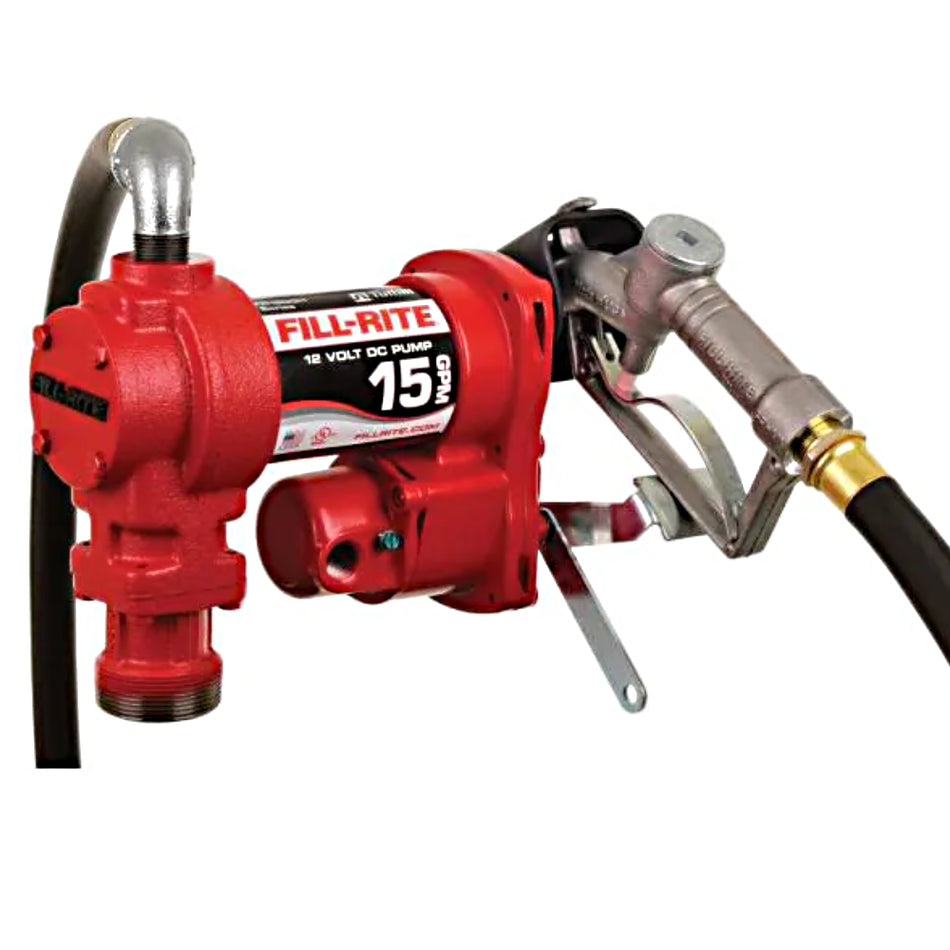 Fill-Rite 12V 15GPM 1/4 HP Fuel Transfer Pump (Manual Nozzle Package) - Berube's Truck Accessories