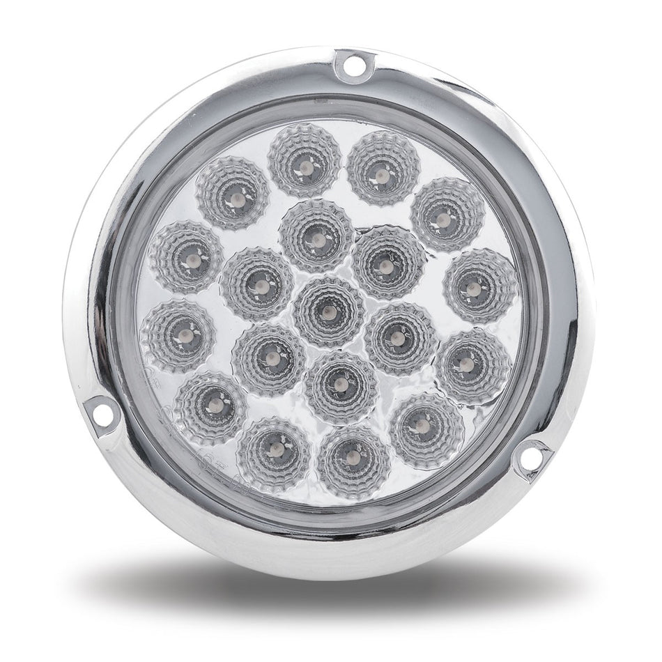 4" Red Stop, Turn & Tail to Green Aux Round Flange Mount LED Light - 19 Diodes
