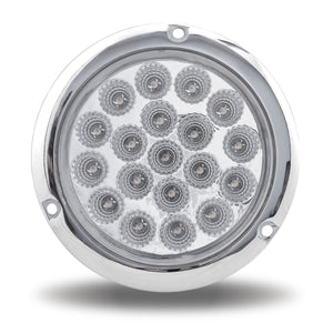 4" Red Stop, Turn & Tail to Green Aux Round Flange Mount LED Light - 19 Diodes