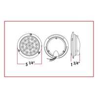 4" Red Stop, Turn & Tail to Green Aux Round Flange Mount LED Light - 19 Diodes