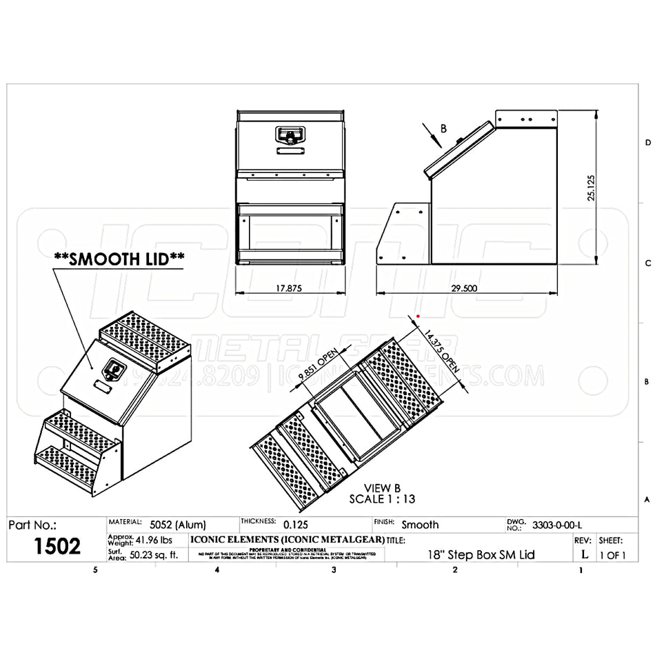 Iconic Metal Gear - 18" Step Box with Smooth Lid