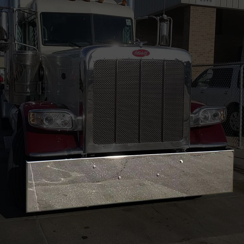 Peterbilt 388/389 Standard Mount Bumper w Boxed Ends (10 Gauge Carbon Steel) - 18"
