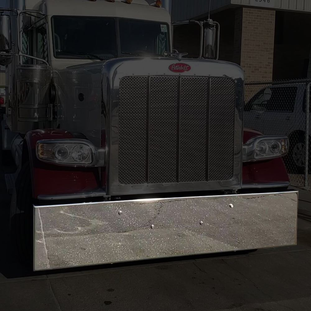 Peterbilt 388/389 Standard Mount Bumper w Boxed Ends (10 Gauge Carbon Steel) - 18"