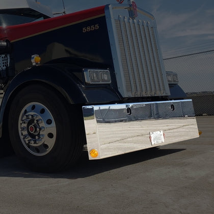 20" Kenworth W900L Mitered 10 GA Carbon Steel Standard Mount Bumper w Tow Holes