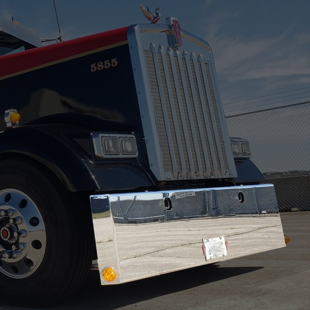 Peterbilt 379, 389 And Kenworth W900 22" Boxed Blind Mount Bumper w Tow Holes