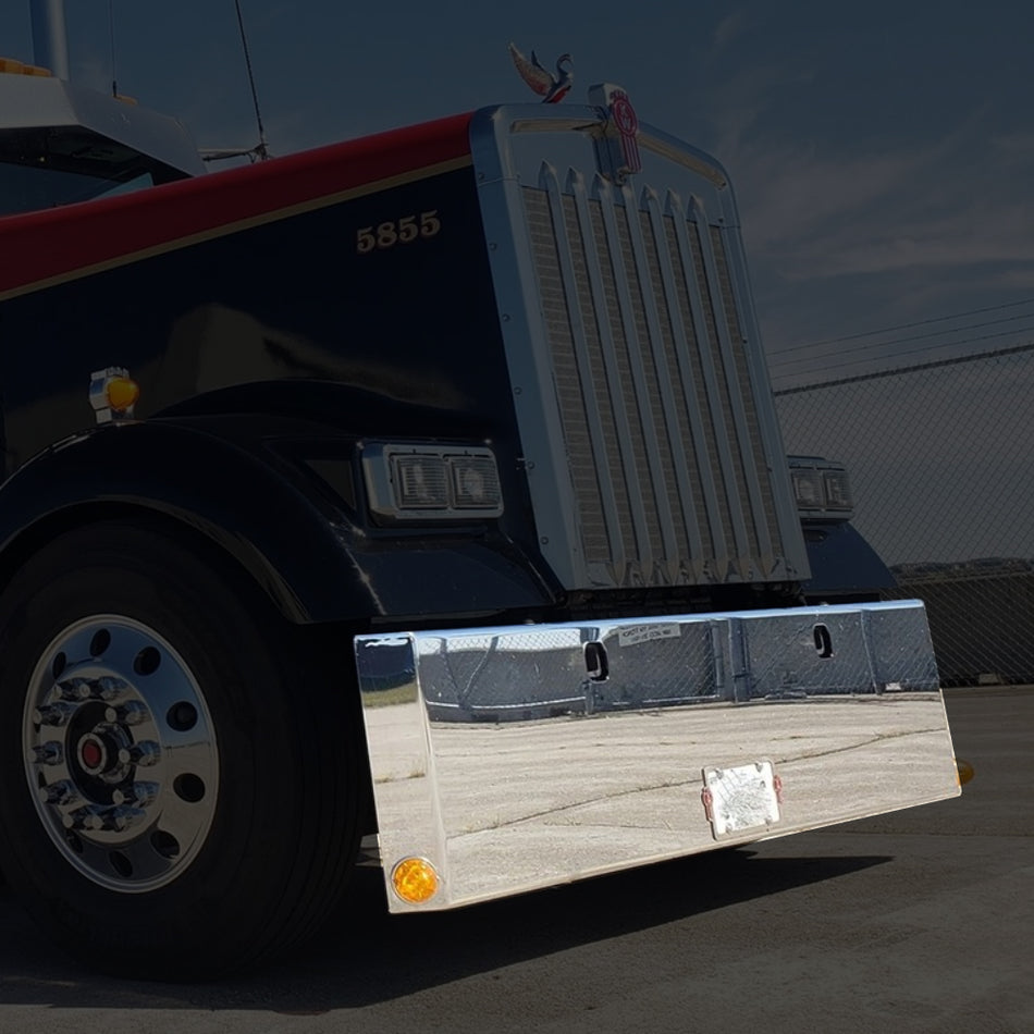 20" Peterbilt 379/357/378 Blind Mount Bumper w Mitered Ends (No Tow Holes)