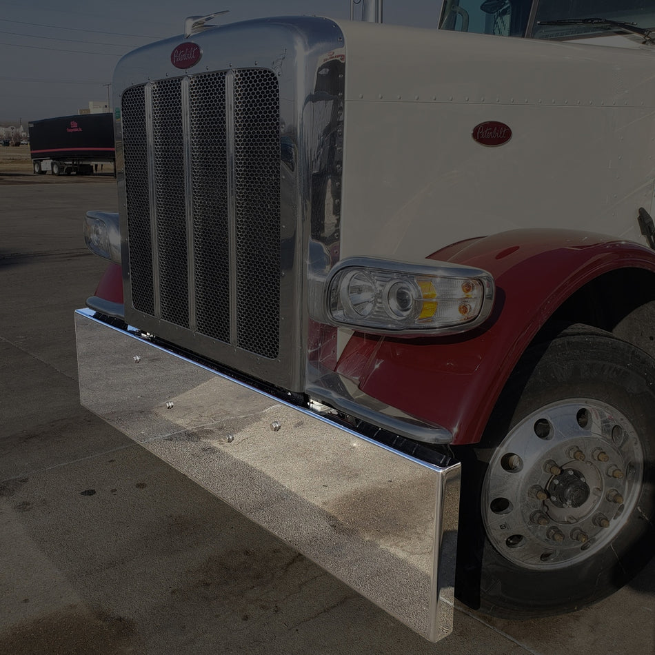 22" Peterbilt 379/357/378 Blind Mount Bumper Chrome Steel w Mitered Ends (10 Gauge)